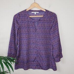 Collective Concepts Purple Confetti Print Blouse Size Small Casual Office Fun